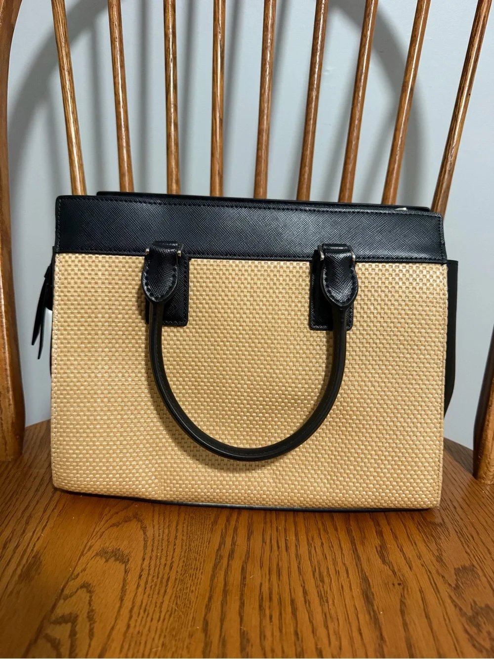 kate spade Black and Tan Woven Satchel